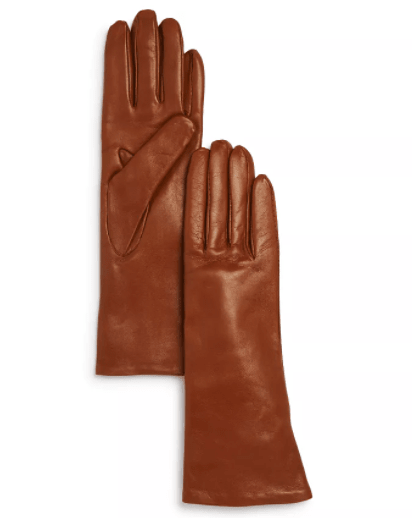 brown leather tech gloves