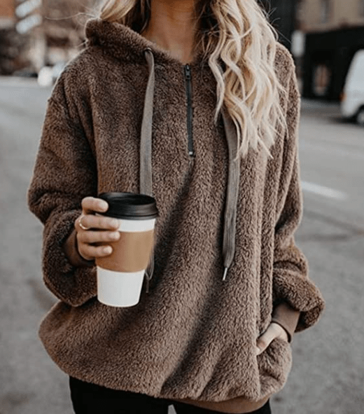 Winter Womens hoodies Fashion Long Sleeve Fleece Sweatshirt Ladies Warm Zip Soli 