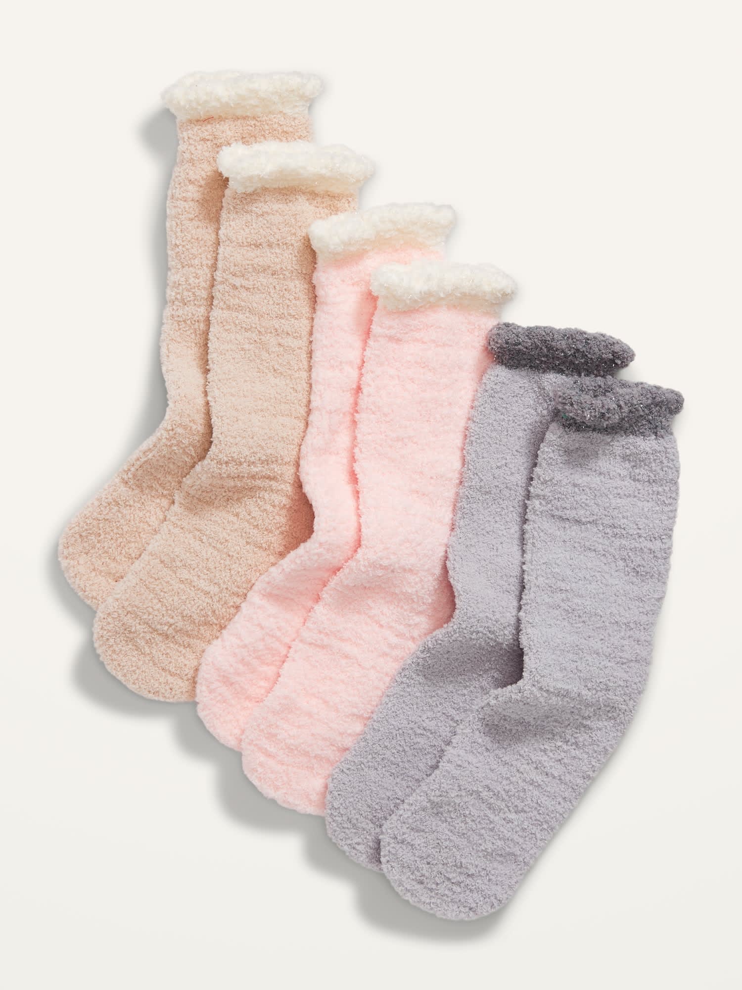 Baby Girls Super Soft & Fluffy Cosy Gripper Socks 2 Pair Pack