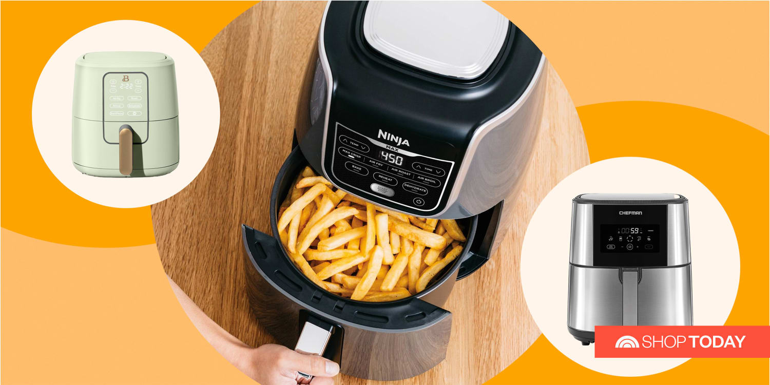 Faster Pre-Heat Stainless Steel/Black Fast Healthy Evenly Cooked Meal Every Time Dishwasher Safe Non Stick Pan and Crisping Tray for Easy Clean Up Crux 3.7QT Manual Air Fryer No-Oil Frying 