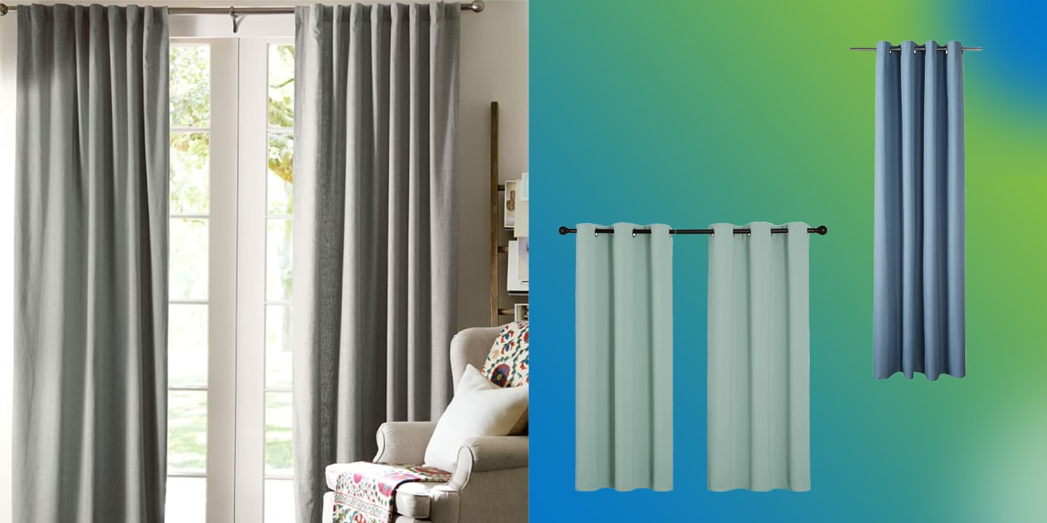 2 Panels-Black Polyester Blackout Weave Window Curtains Drape Thermal Insulated 