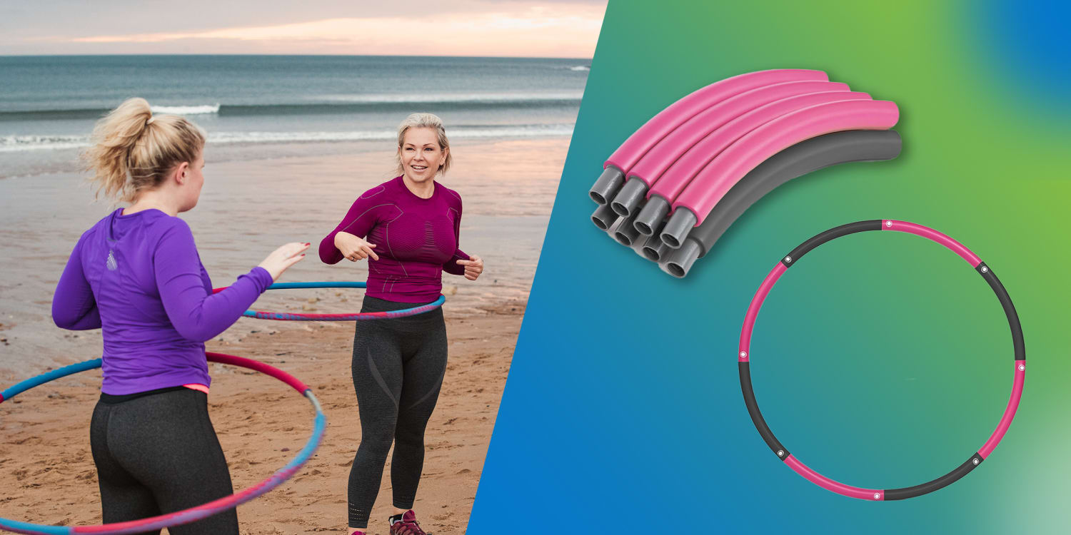 PINK VARIATIONS Smart Weighted Hoop Cardio 2-in-1 Weighted Exercise Hoop with Massage Points Adjustable Fitness Weighted Hoop with 24 Detachable Knots and Spinning Ball Hoop for Fitness 