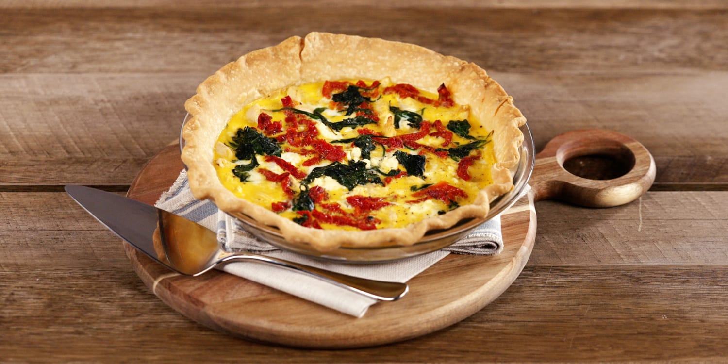 Use leftover rotisserie chicken to make a hearty quiche for breakfast