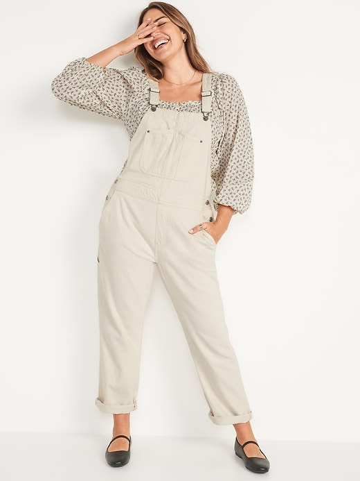 old navy cream overalls