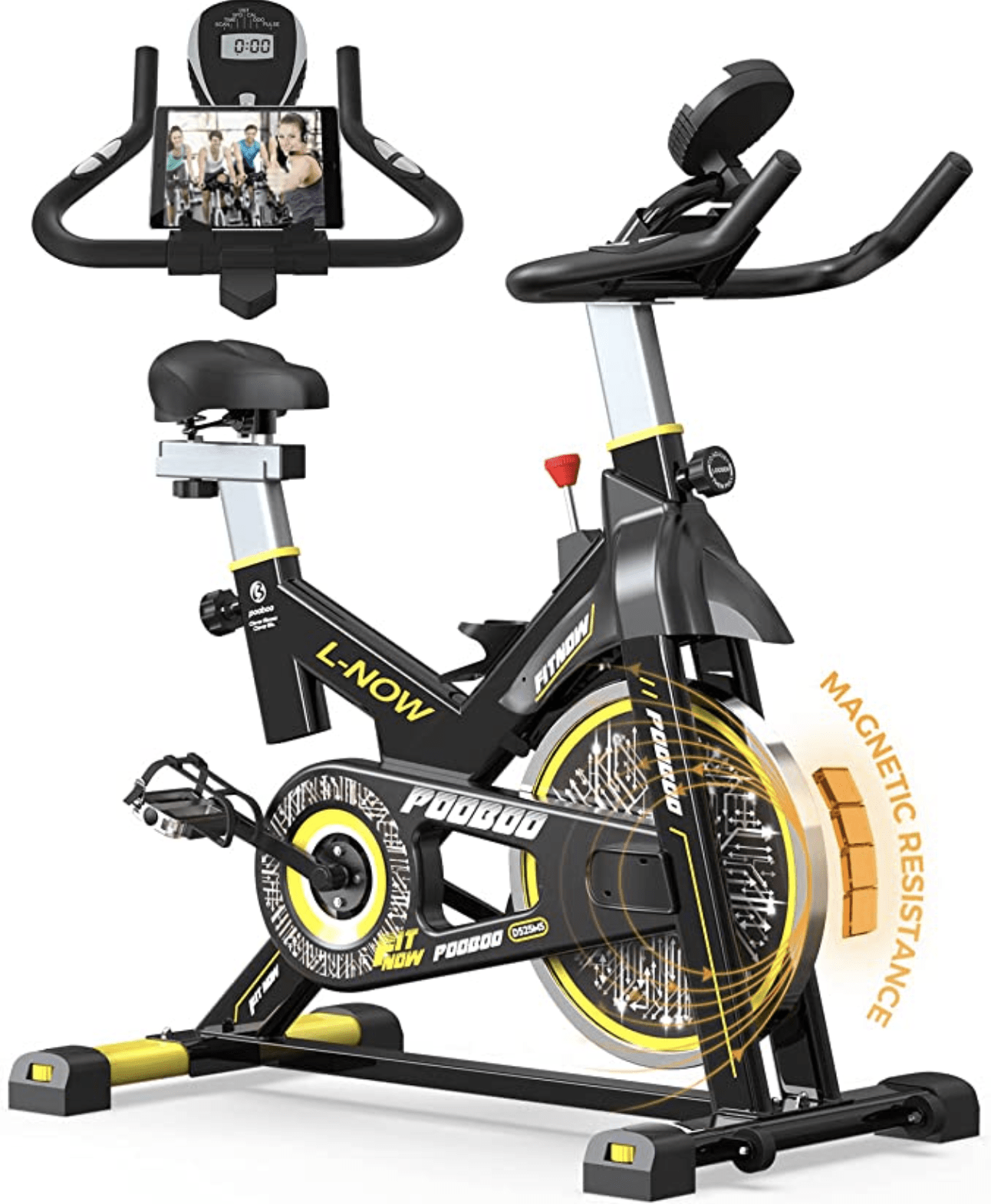 Calorie Monitor Time Distance pooboo Recumbent Exercise Bike with Adjustable Magnetic Resistance，Indoor Cycling Stationary Bike with Speed 