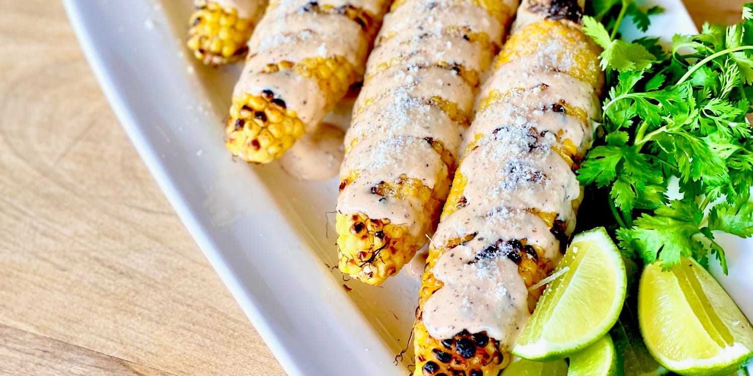 Make elote with sour cream, chiles and lime for a tasty side dish