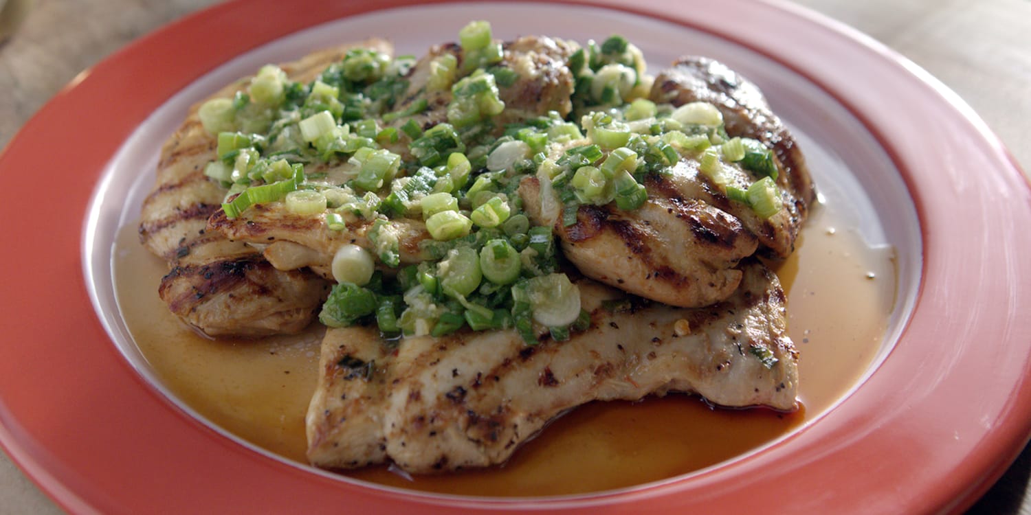 Valerie Bertinelli amps up the flavor of grilled chicken with a ginger-scallion sauce