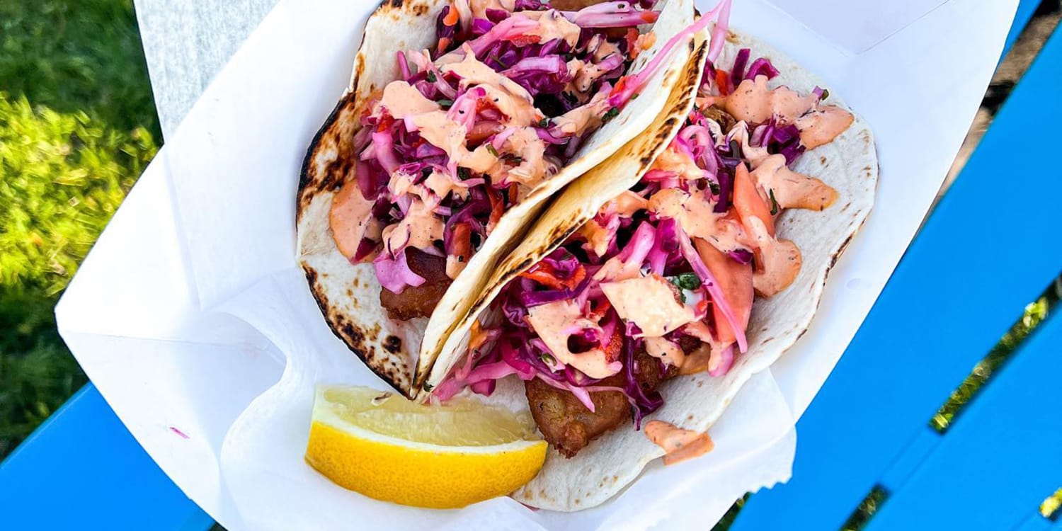 Black Sea Bass Tacos with Tropical Slaw and Chipotle Mayo Recipe