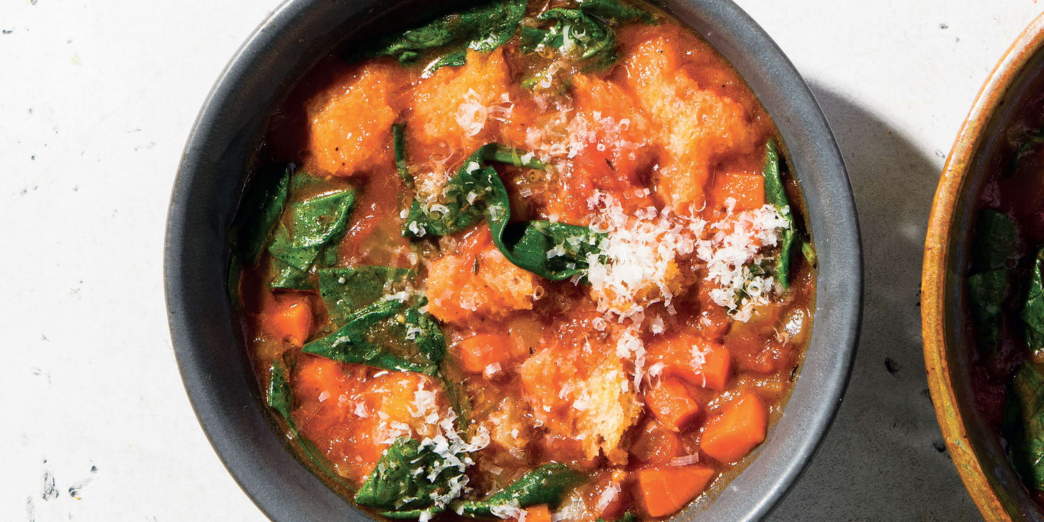 Bread and Tomato Soup with Spinach and Parmesan Recipe-image