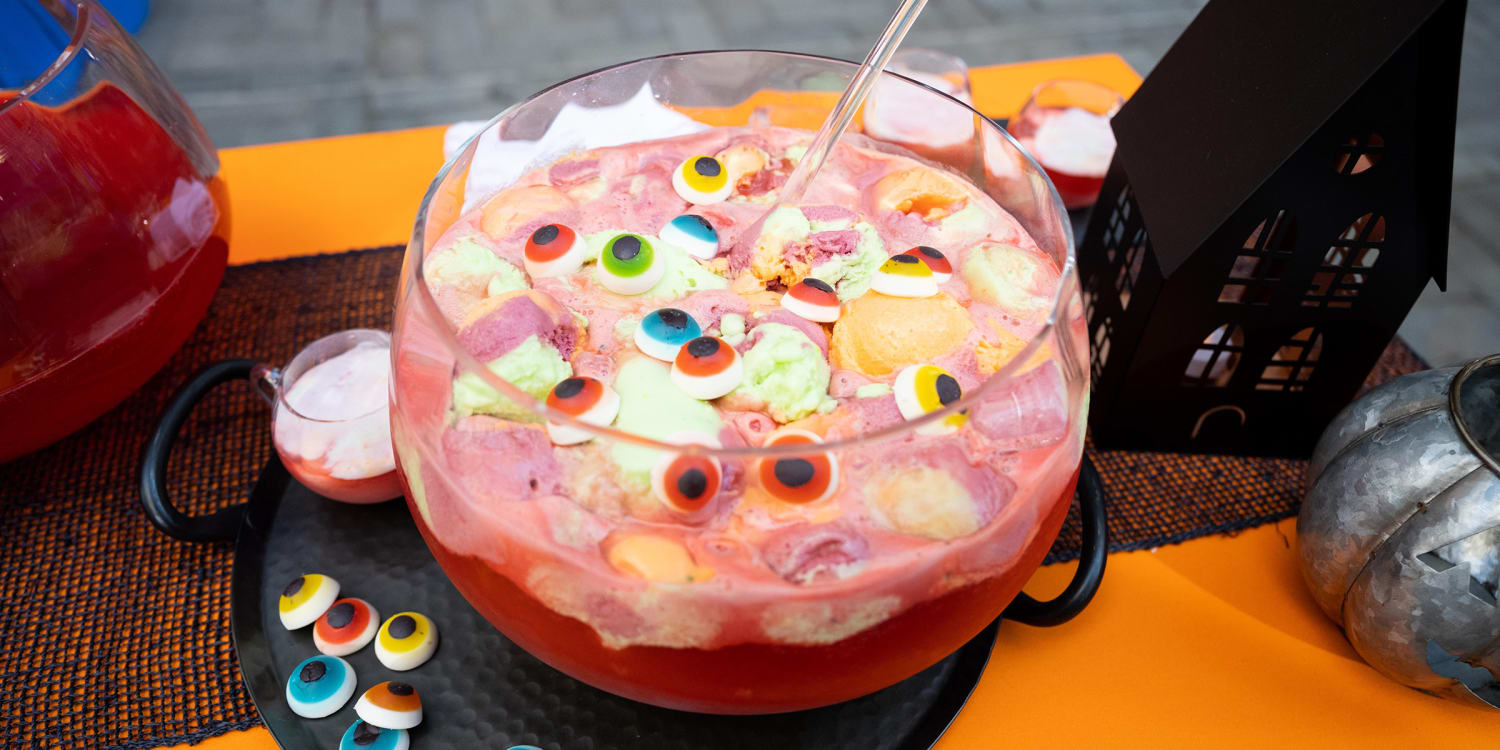 Halloween Party Punch with Fruity Eyeballs