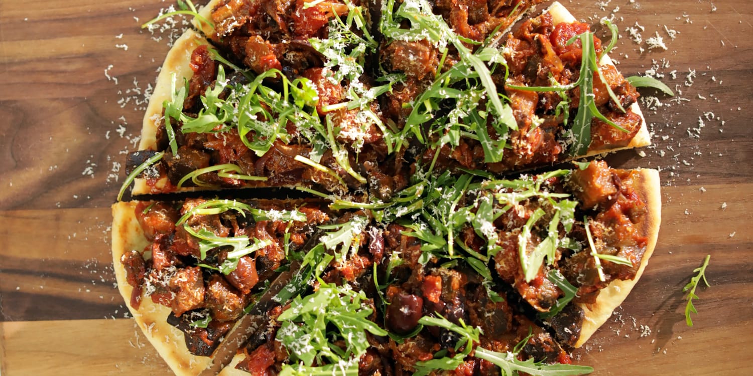Make eggplant caponata flatbread for an easy entertaining dish