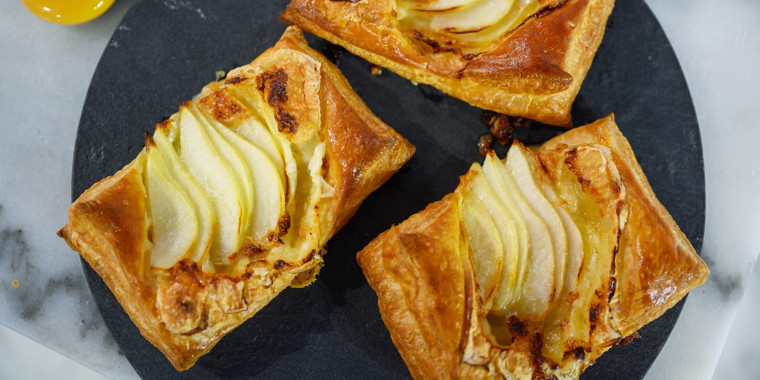 Pear Puff Pastry Tart with Cheddar & Walnuts