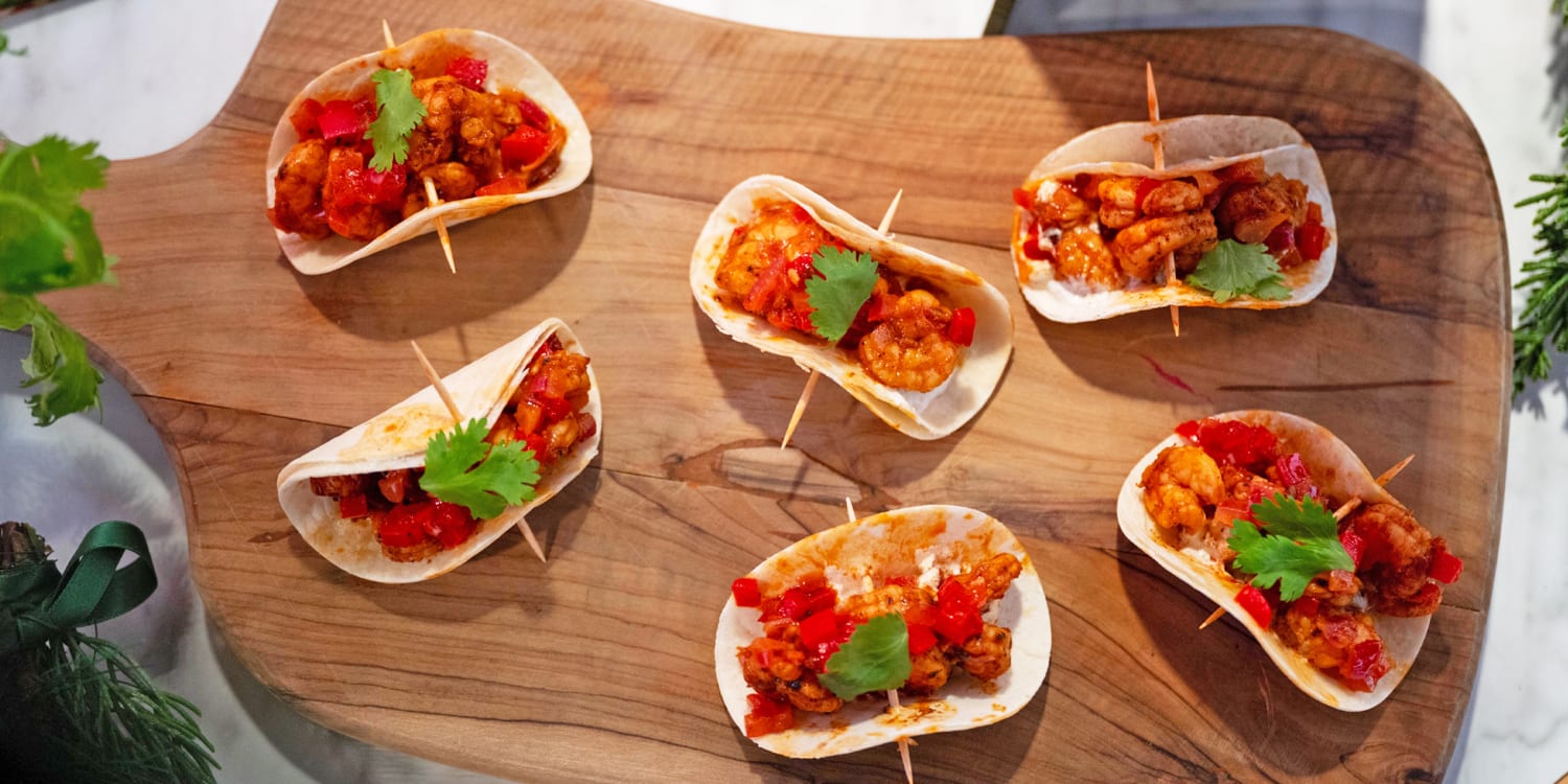 Bite-sized shrimp tacos are the perfect party-ready appetizer
