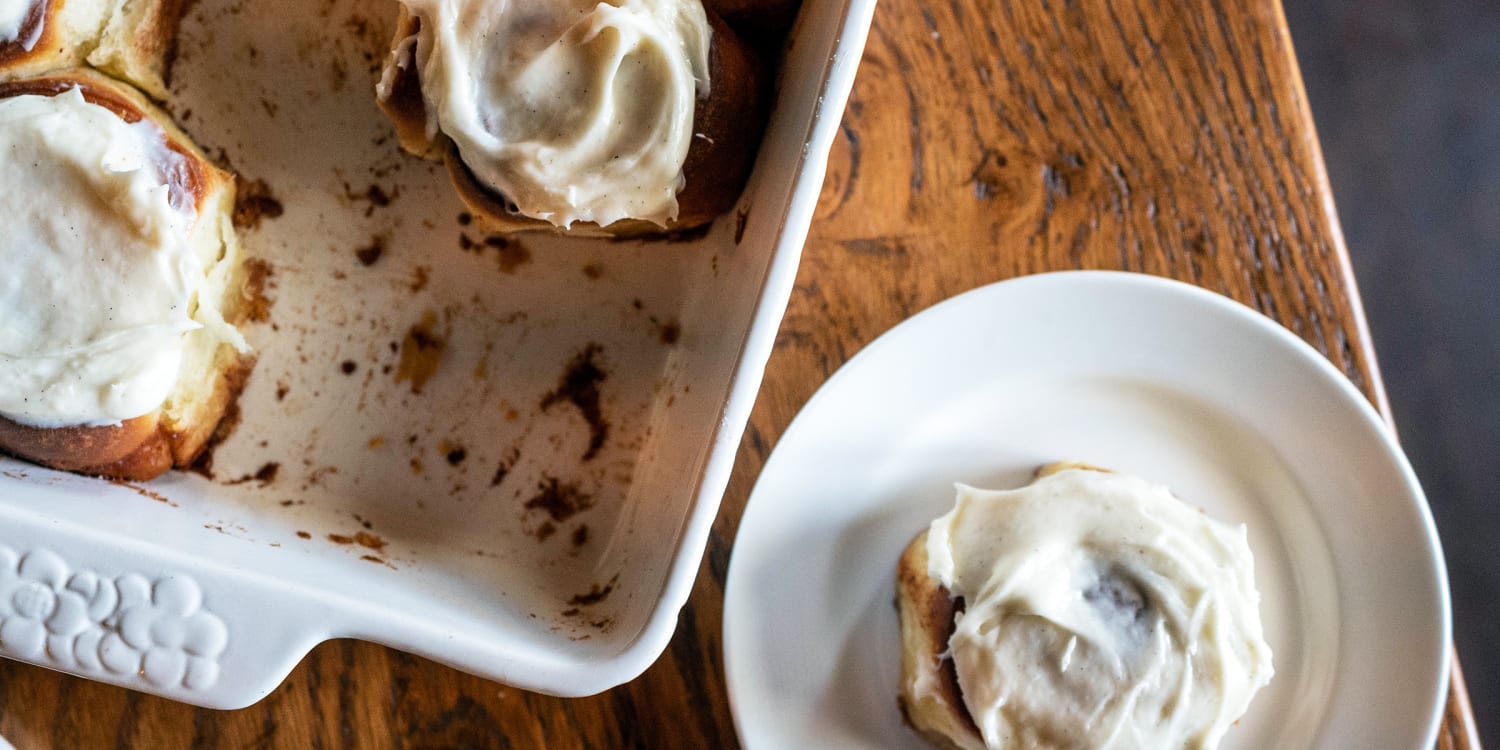 Make pillowy brioche cinnamon rolls with a toffee glaze for Mother's Day