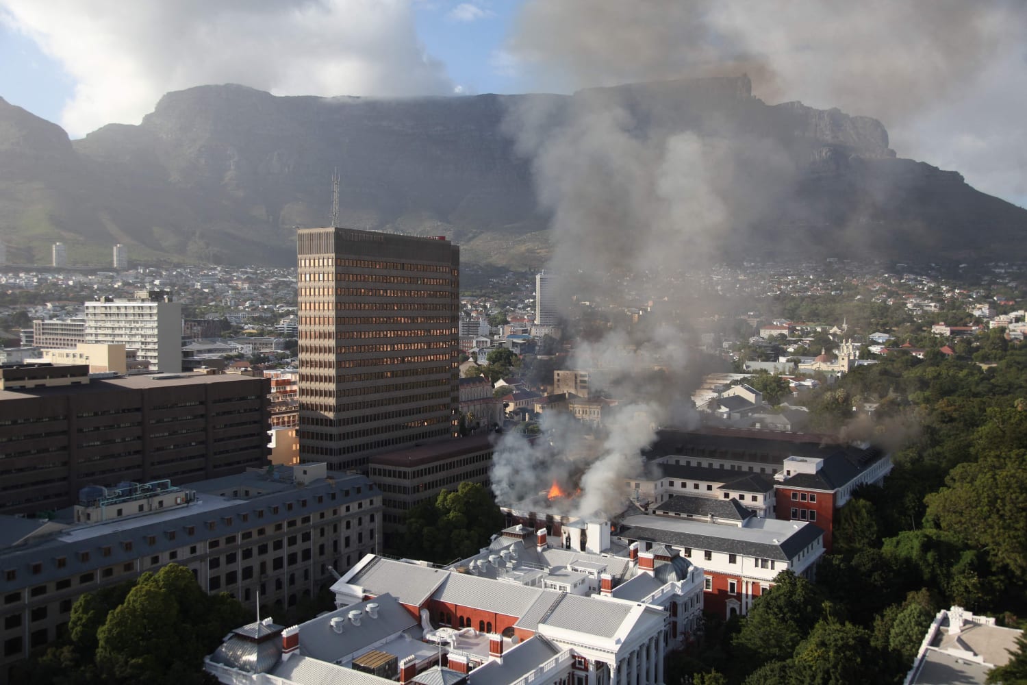Fire erupts at South Africa’s parliament building