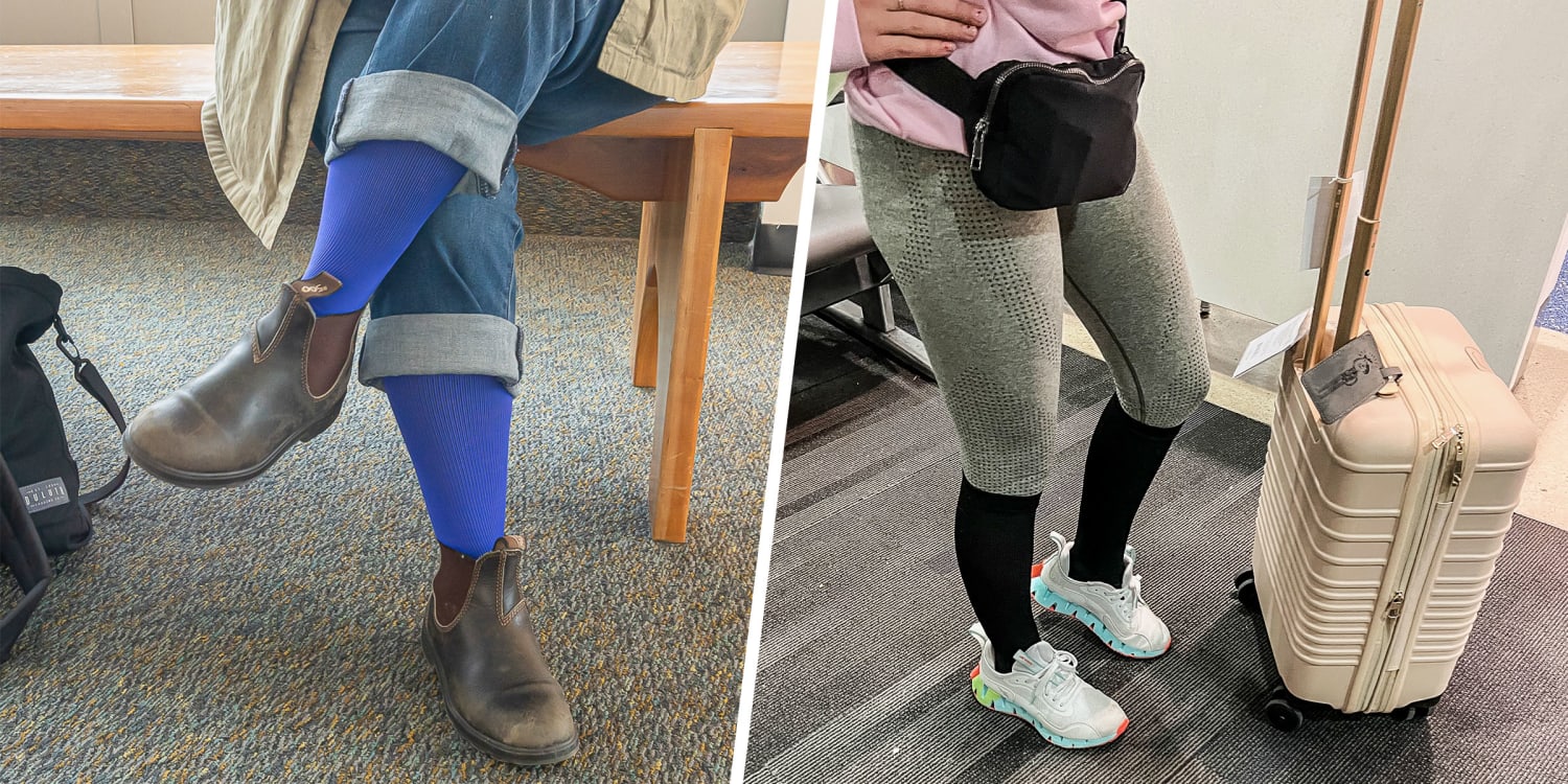 These $12 compression socks help me avoid post-flight foot