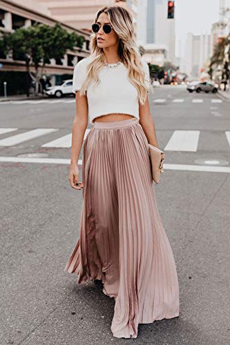 high waisted pleated maxi skirt