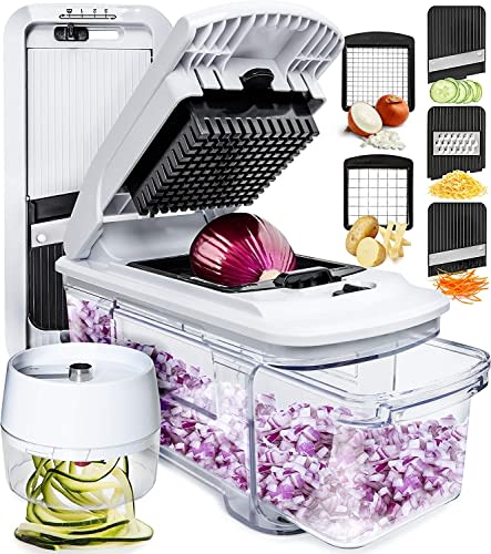 Fullstar - Vegetable Chopper, Food Chopper with Glass Storage Container - 3  Blades, White 