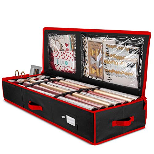 MDesign Tall Gift-Wrapping Paper Storage Box with Handles +