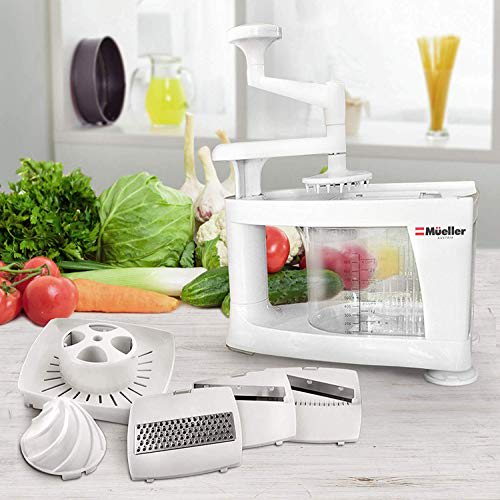 Mueller Spiralizer for Veggies, Salad Container for Lunch - All-In-One Food  Prepper, Zucchini Noodle Maker, Vegetable Spiralizer, Comes with Fork