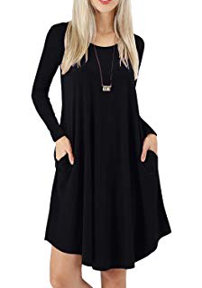 long sleeve t shirt dress with pockets Maxi T-Shirt Dress for Tall Women