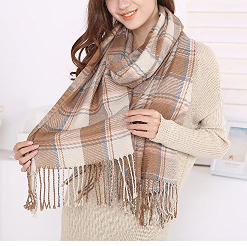 Besufy Warm Keeping Scarf Autumn Winter Adult Women Solid Fleece Scarf Warm  Shawl Outdoor Neck Wrap Black 