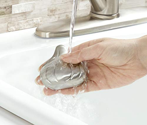 The Rub-a-way steel bar absorbs unwanted odors from hands