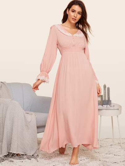 women turning leaves soft modal flowy night dress reviews ADR Women's Cotton Nightgown, Sleeveless Lace Trimmed Button Up Short  Vintage Night Dress Gown – Alexander Del Rossa, a Mystic Clothing brand main image 0