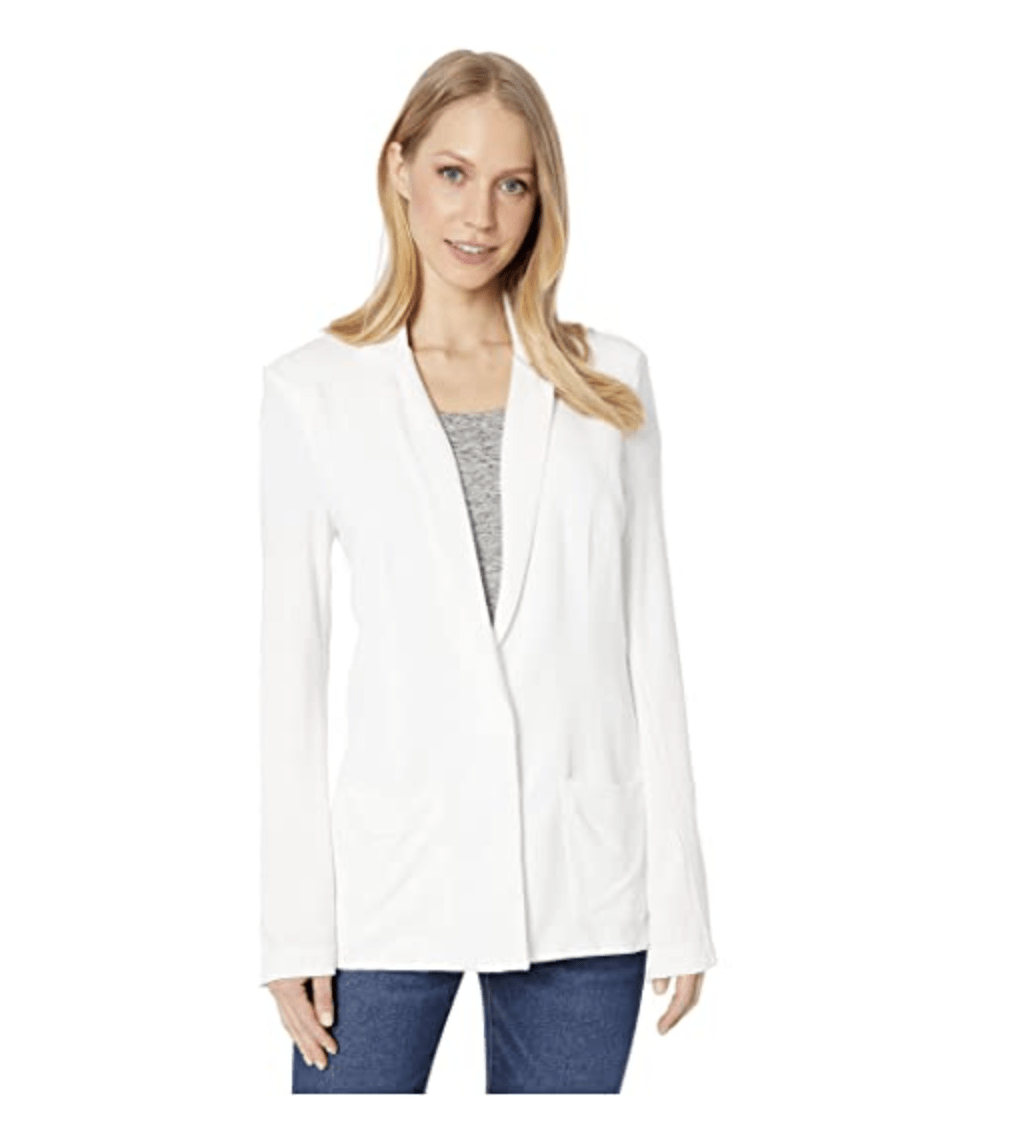 Niuer Ladies Slim Fit Long Sleeve Blazer Women Casual Blazers Plaid Work  Open Front Elegant Cardigan Jacket White M 