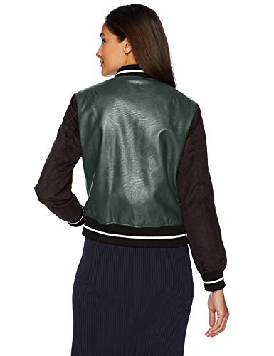 Mixed leather wool bomber jacket - Woman