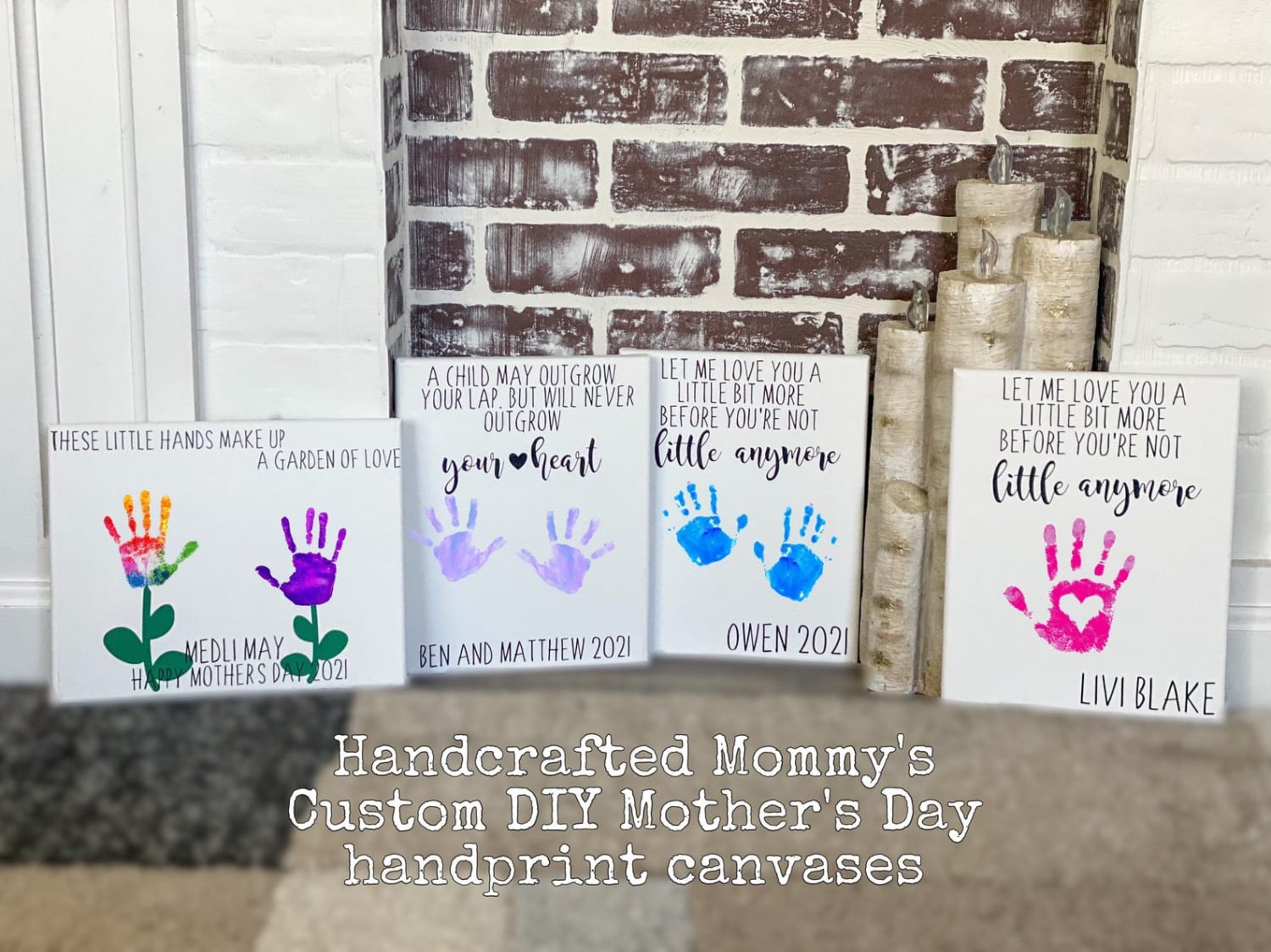 Personalized Mom Birthday Gift. Mothers Day Gift Flower Handprint
