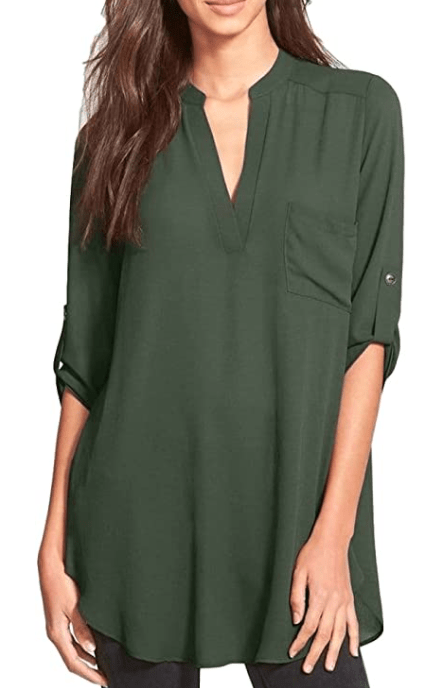 The Evelust Roll Tab Sleeve Tunic is my wardrobe workhorse