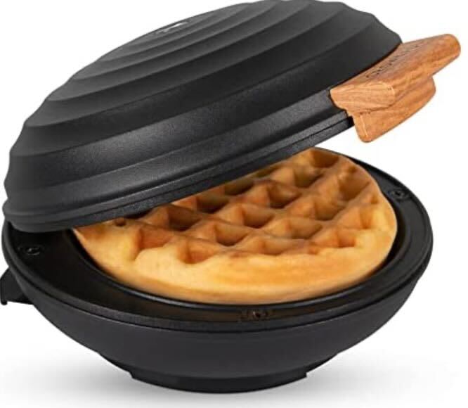 CROWNFUL Mini Waffle Maker Machine, 4 inches Portable Small Compact Design,  Non-Stick, White 