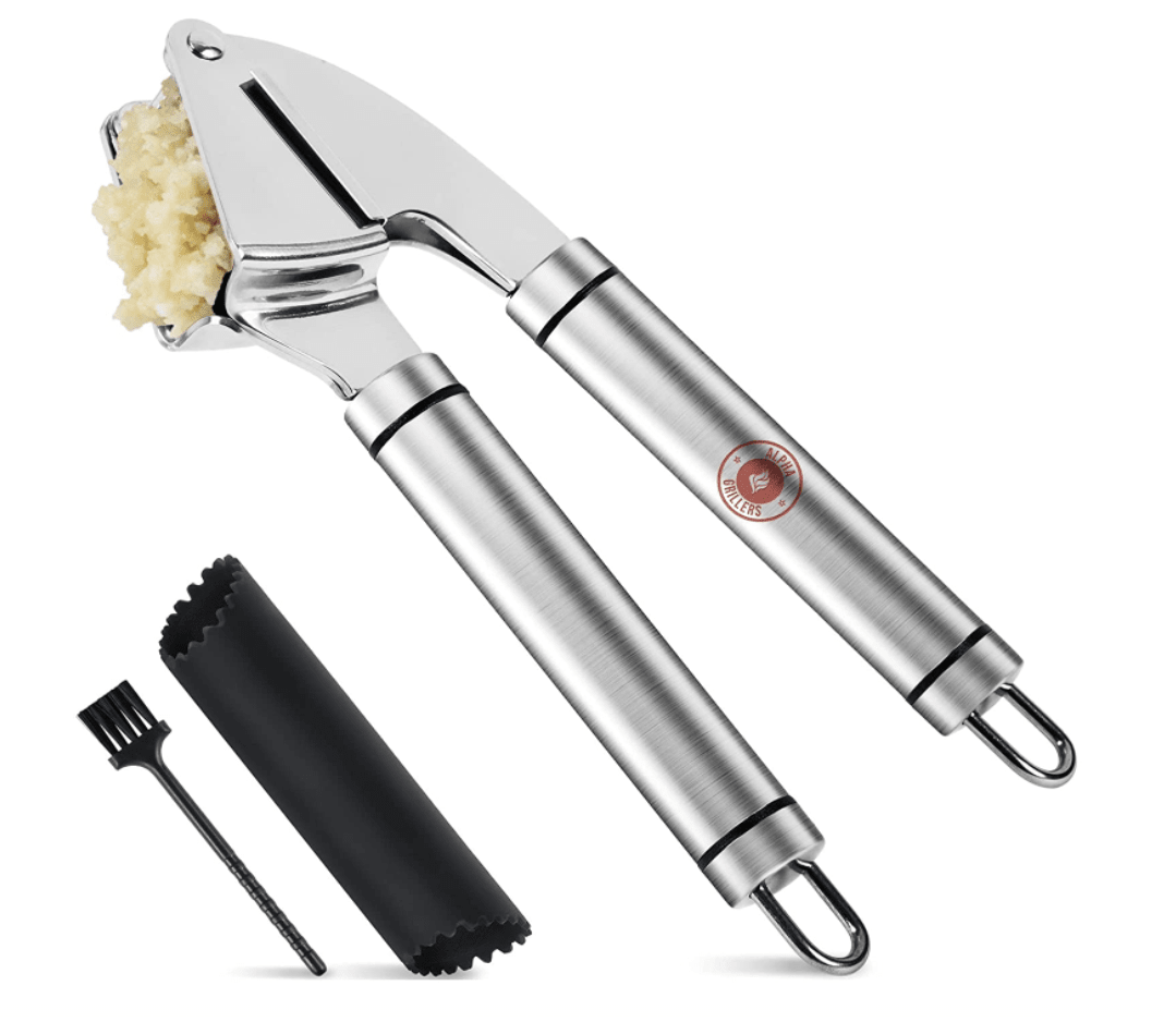 Zulay Kitchen Professional Grade Garlic Press Squeeze Cooking Silver Chef