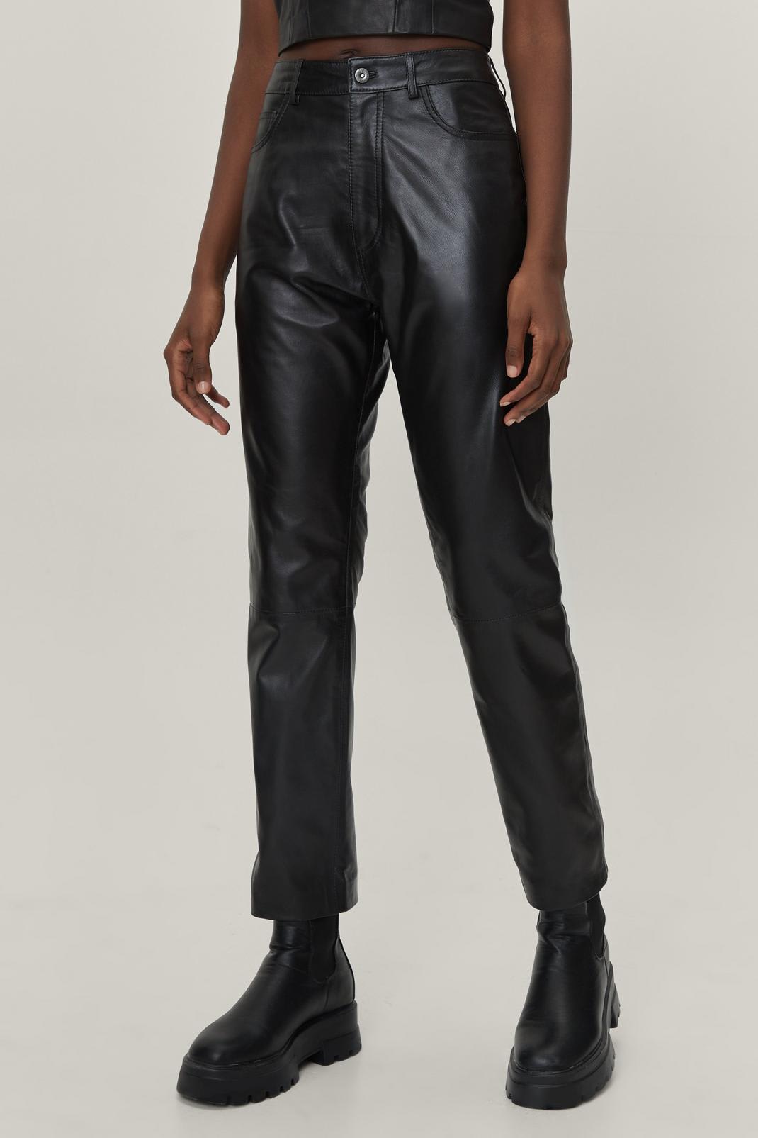 FRAME Le High Straight cropped straight-leg leather pants | THE OUTNET