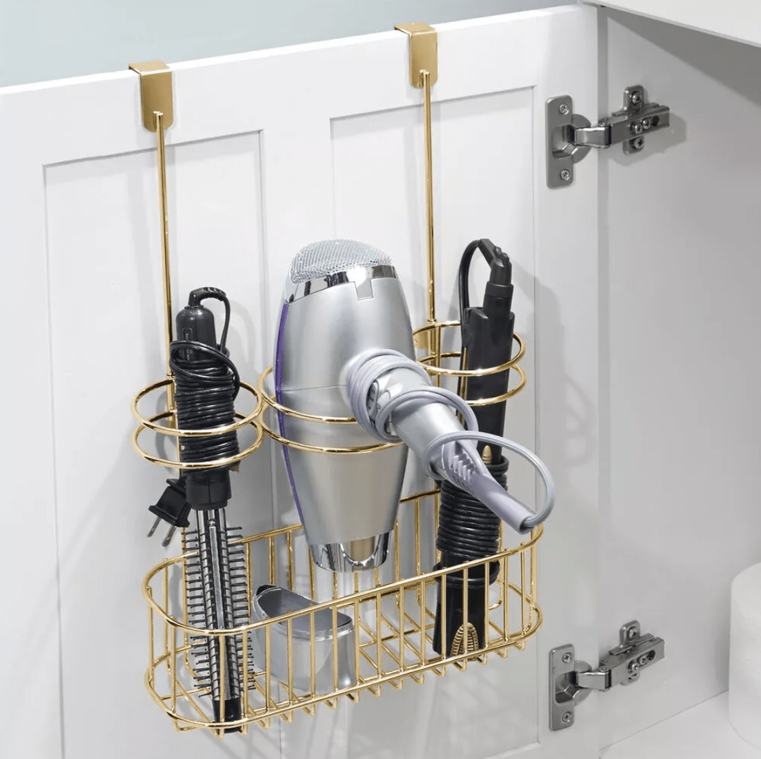 Bathroom Shelf Suction Cup Hair Dryer Holder Storage Organizer