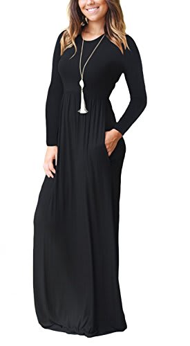 fitted lace wedding dress GRECERELLE Women's Black Maxi Dress Long Sleeve Casual Loose Button V Neck  Empire Waist Long Dresses with Pockets, Small at Amazon Women's Clothing  store main image 0