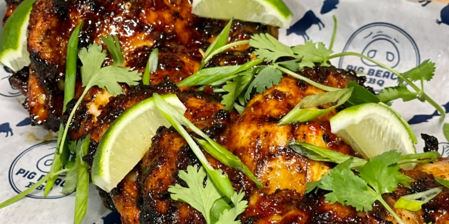 Hot honey grilled chicken thighs is the dish of the summer