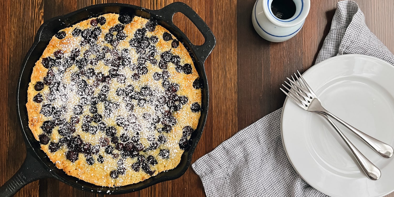 A skillet blueberry pancake is the ultimate family-friendly breakfast