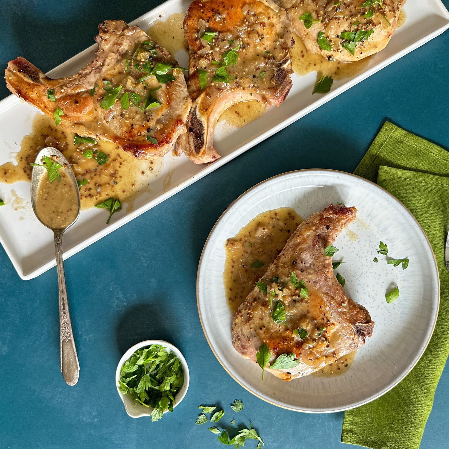 Bone-In Pork Chops and Mustard-Shallot Sauce Recipe