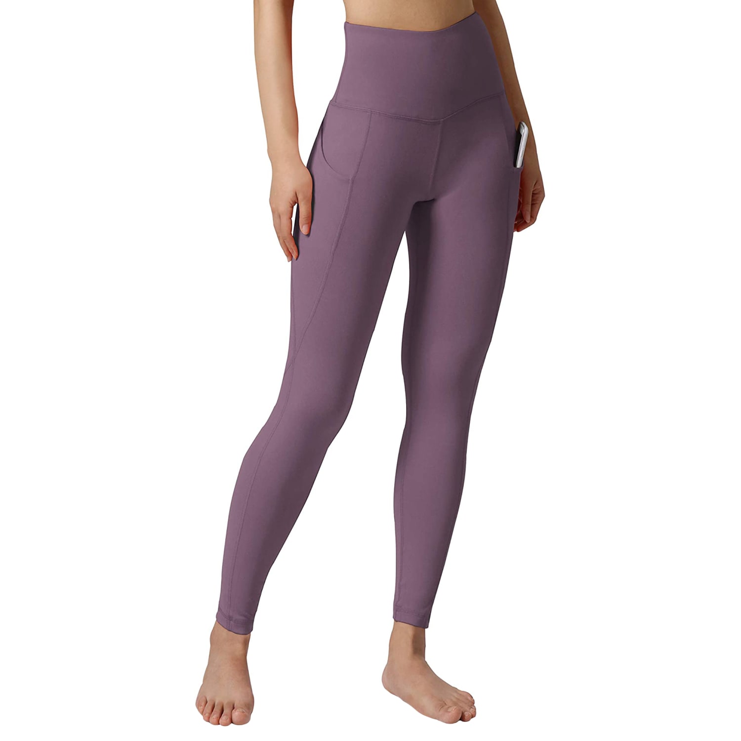 Ododos High Waist Yoga Athletic Pants M Medium Purple Side POCKETS