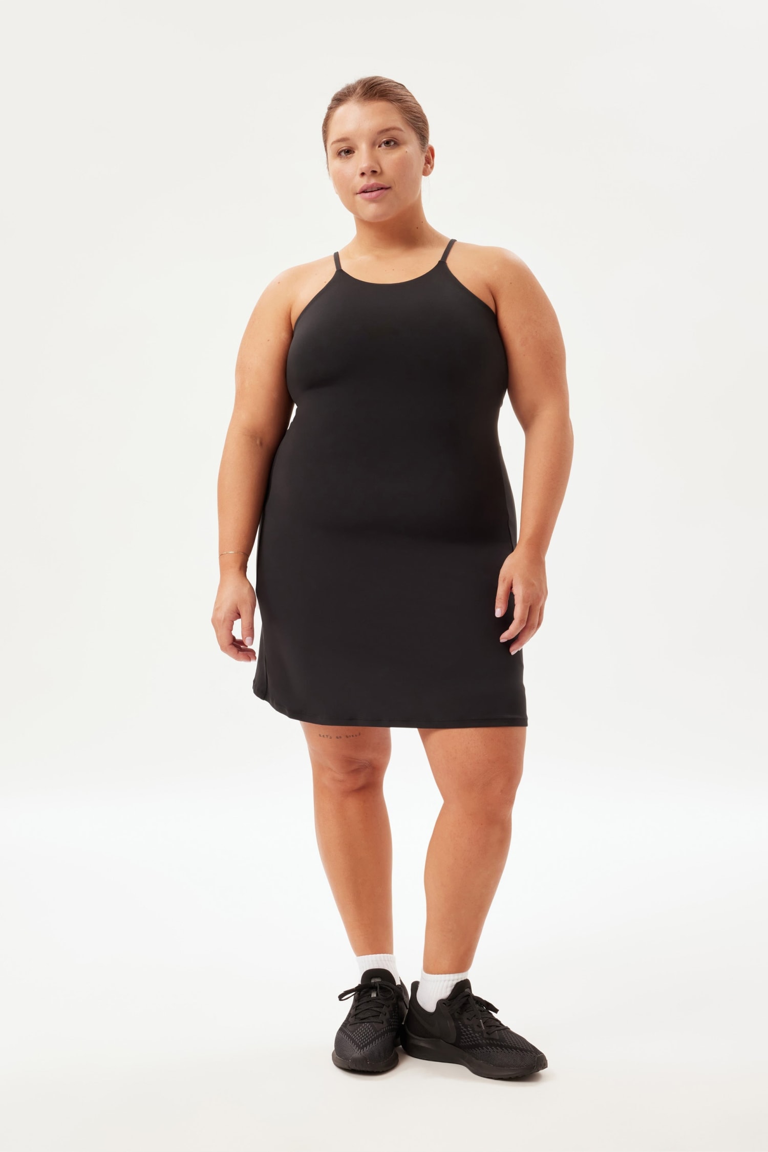 HDE Womens Plus Size Tennis Athletic Workout Dress with Built-in Shorts &  Bra Black