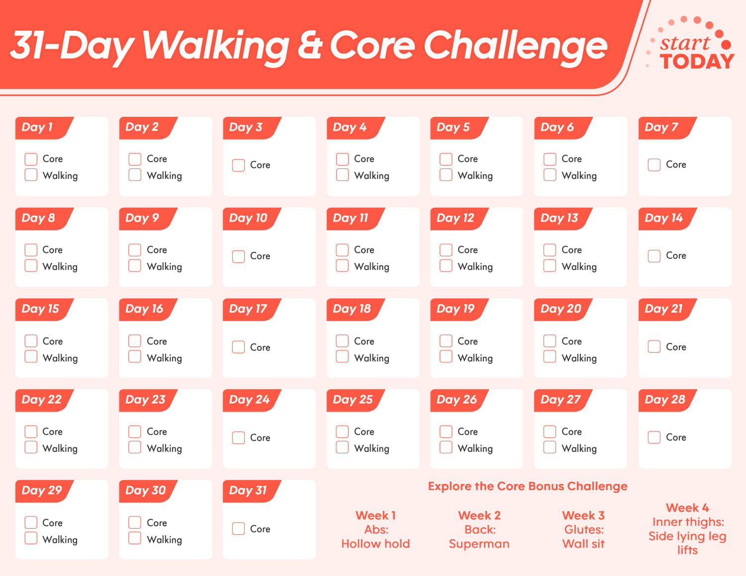 Workout Plan: 31-Day Walking and Core Workout to Tone Your Abs