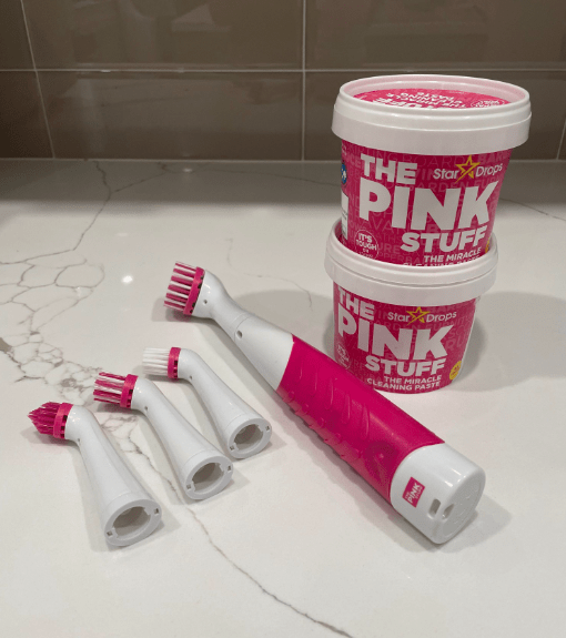 Stardrops - The Pink Stuff - The Miracle Scrubber Kit - 2 Tubs of The  Miracle Cleaning Paste With Electric Scrubber Tool and 4 Cleaning Brush  Heads