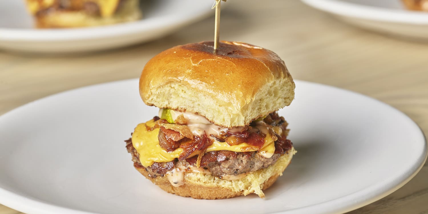 Make smoky burger sliders with bacon jam for your next tailgate