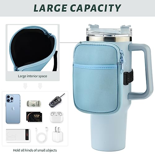 Gym Water Bottle Pouch for Stanley Tumbler with Handle, Universal Water  Bottle Carrier Sling Sleeve with Strap & Pocket, Compatible with A Variety  of