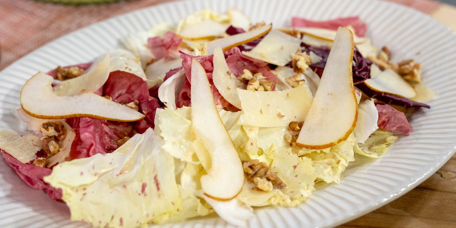 Pear vinaigrette pairs perfectly with chicories in this winter salad