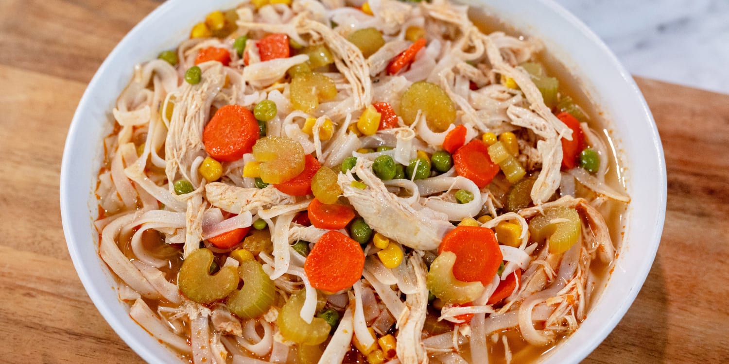 Chicken soup with rice noodles will chase the winter blues away