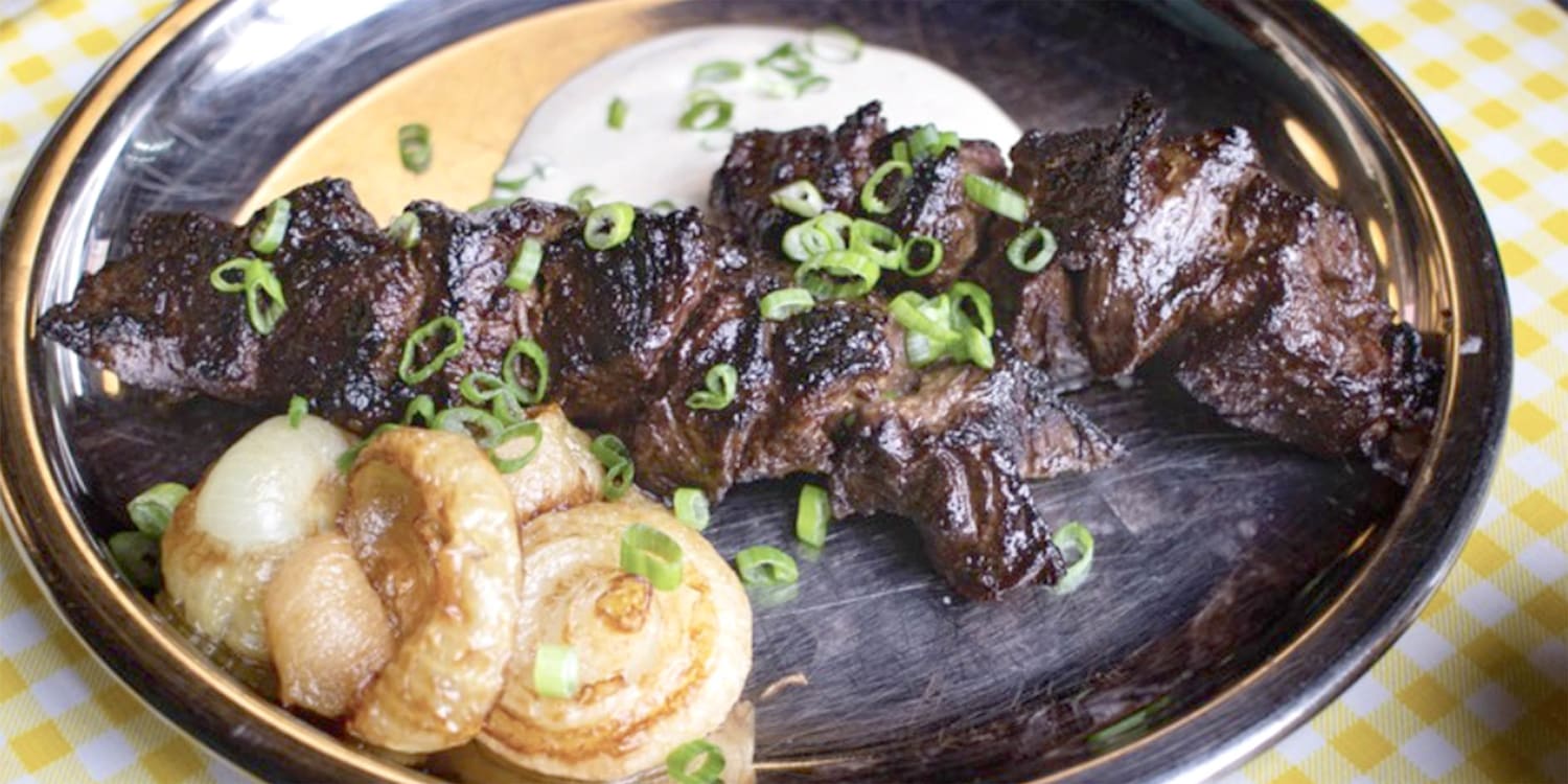 Michael Solomonov's steak skewers, spiced chicken and dips are great for game-day entertaining