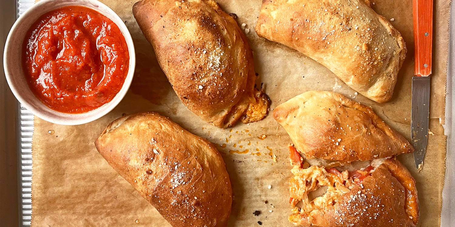Get the recipe for sausage, pepper and onion calzones